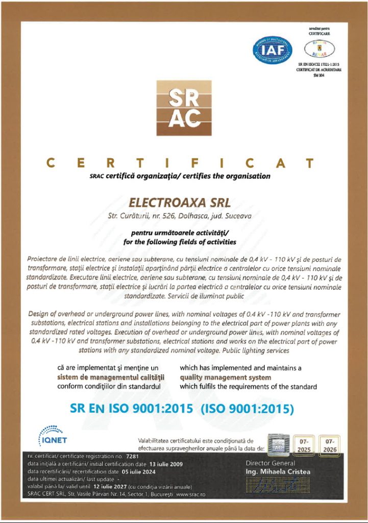 certificat SR EN ISO 9001:2015